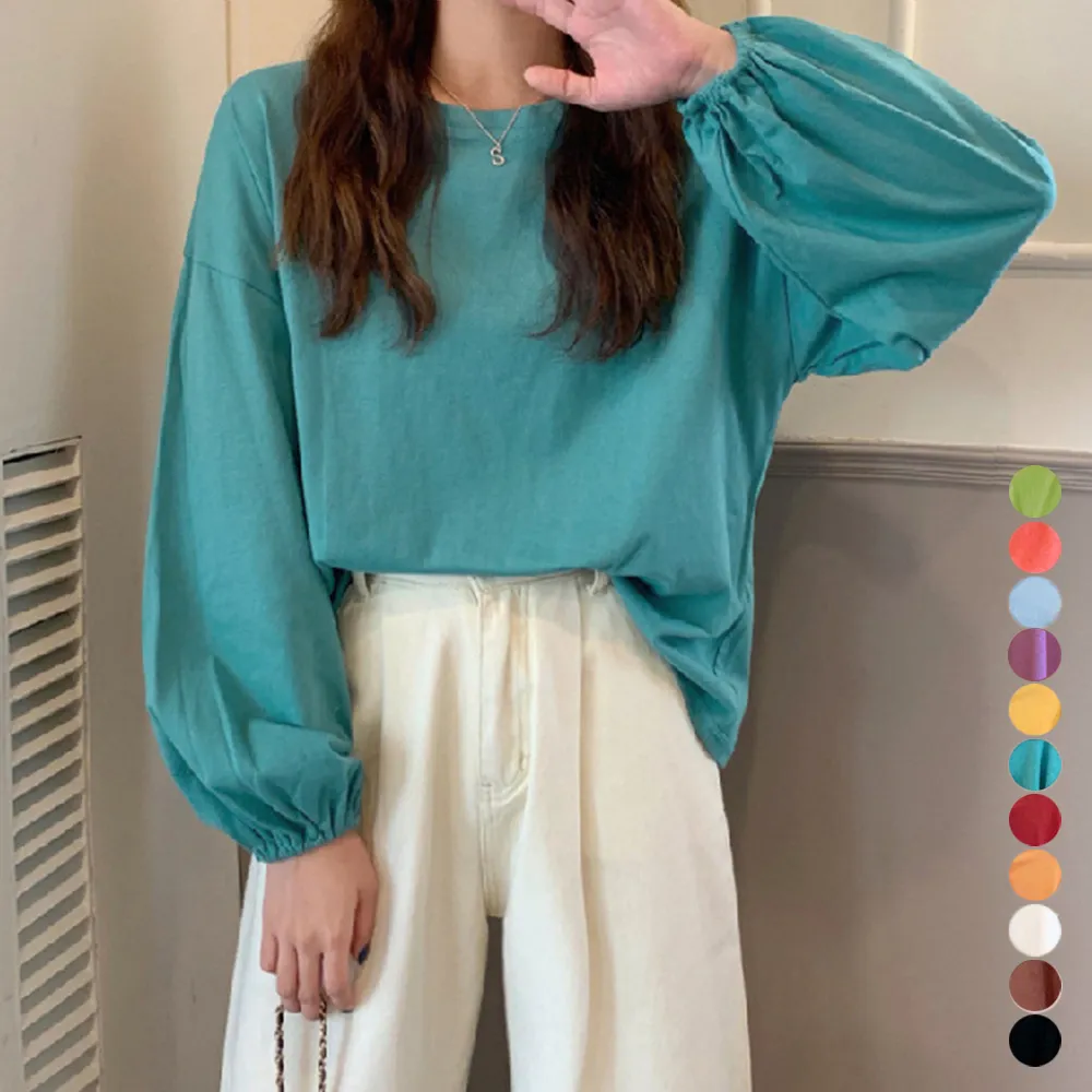 長袖Tシャツ ドロップショルダーtシャツ レディース体型カバー オルチャン風 無地シンプル カラーバリエーション豊富