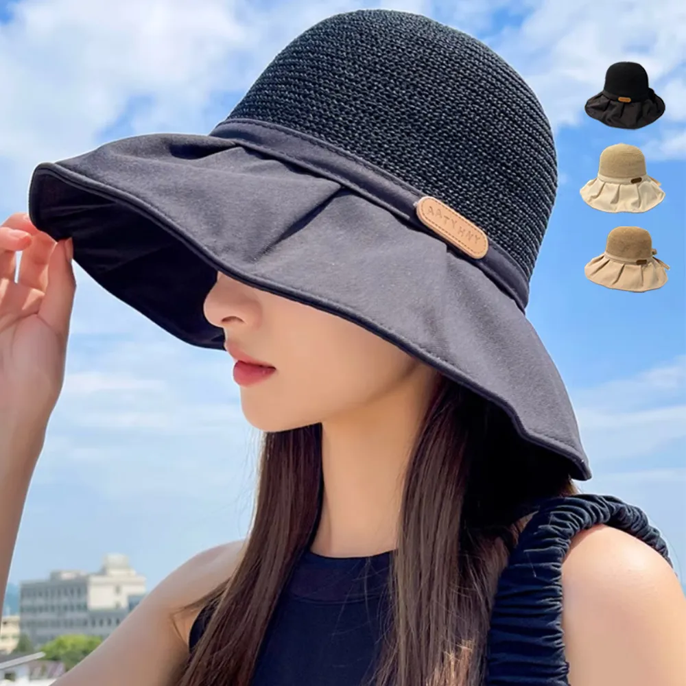 紫外線対策に最適！女性向け広いつば麦わら帽 持ち運び便利な折りたたみ式 小顔効果とオシャレデザイン