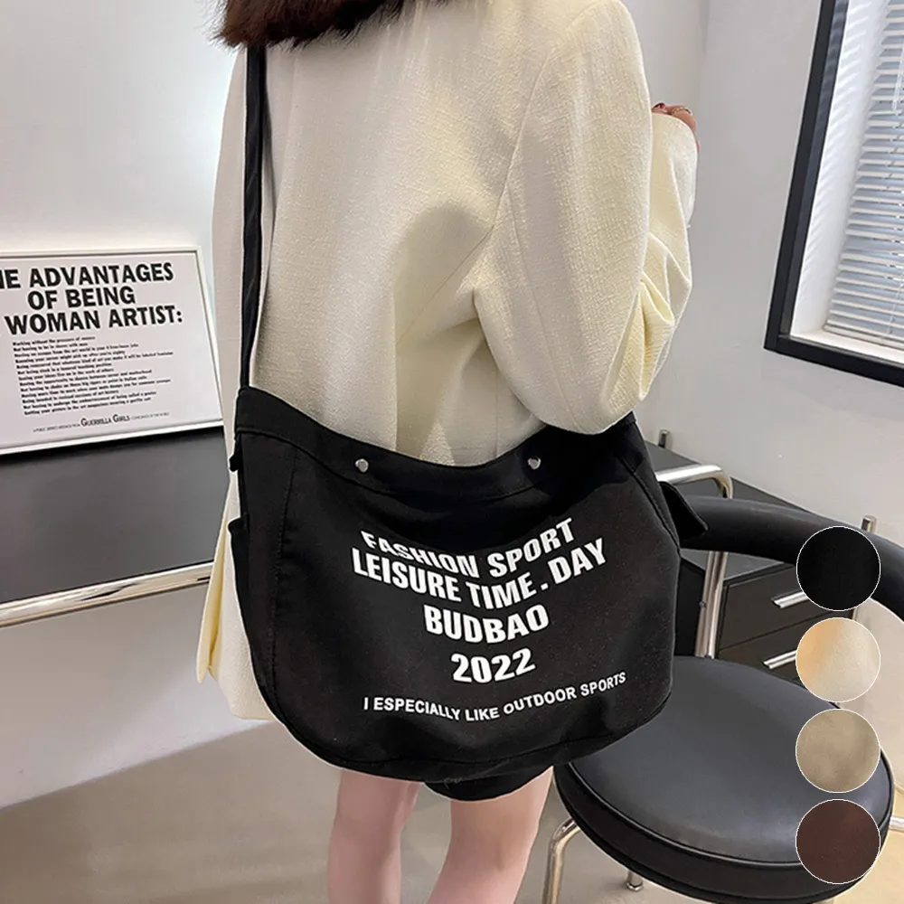 韓国風英字ロゴ軽量キャンバス2WAYトートショルダーバッグレディース大容量A4収納可通勤カジュアル