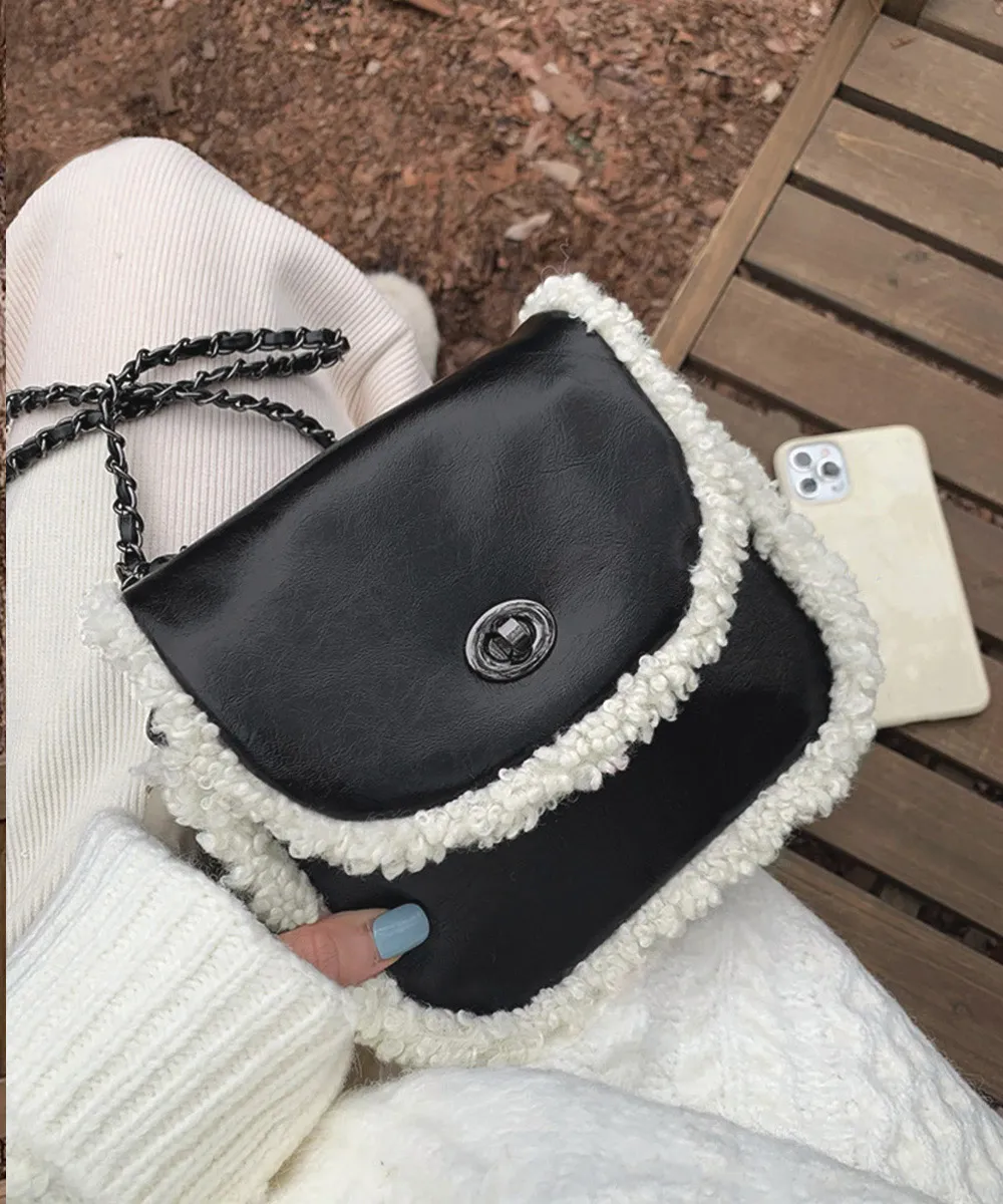PUレザーコンパクトミニショルダーバッグ｜韓国風可愛いチェーンストラップデザイン 秋冬コーデのアクセント