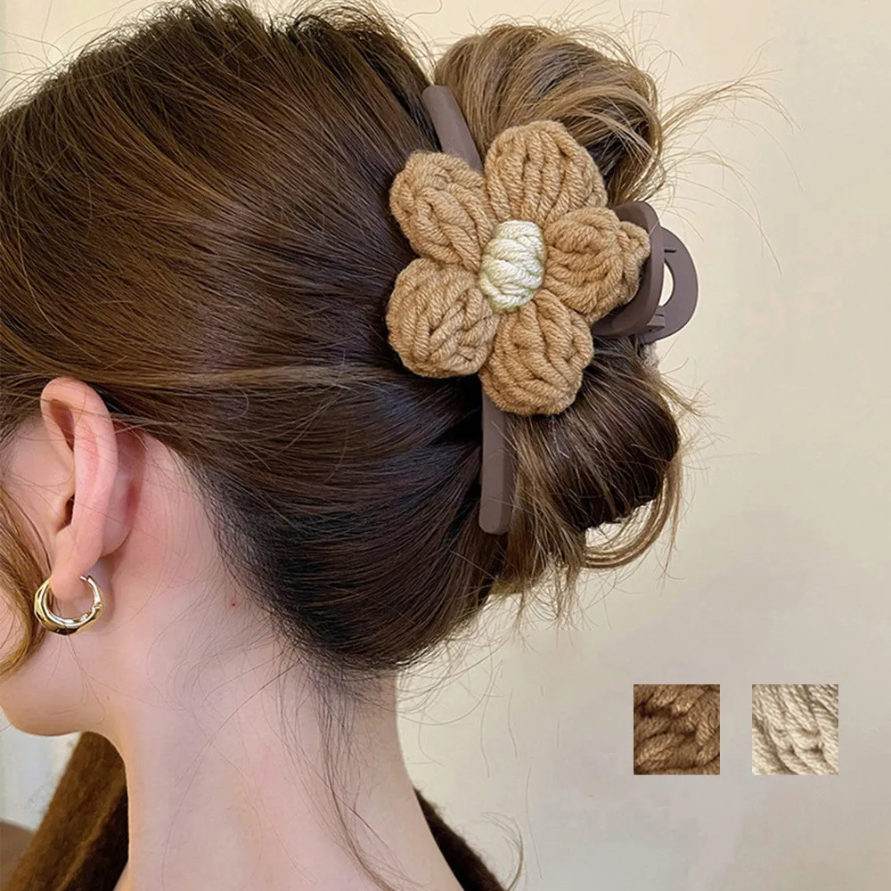 【レディース】大ぶり花柄ヘアクリップ キレイなまとめ髪を実現 オルチャン風マットカラー