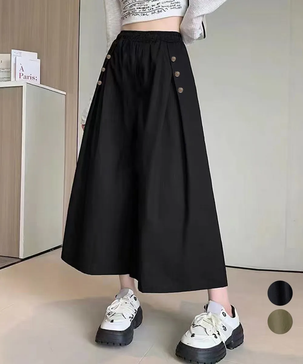 ハイウエストガウチョパンツ レディース 着やせ効果 身体カバーワイドズボン 無地 スカーチョ風 春夏向け