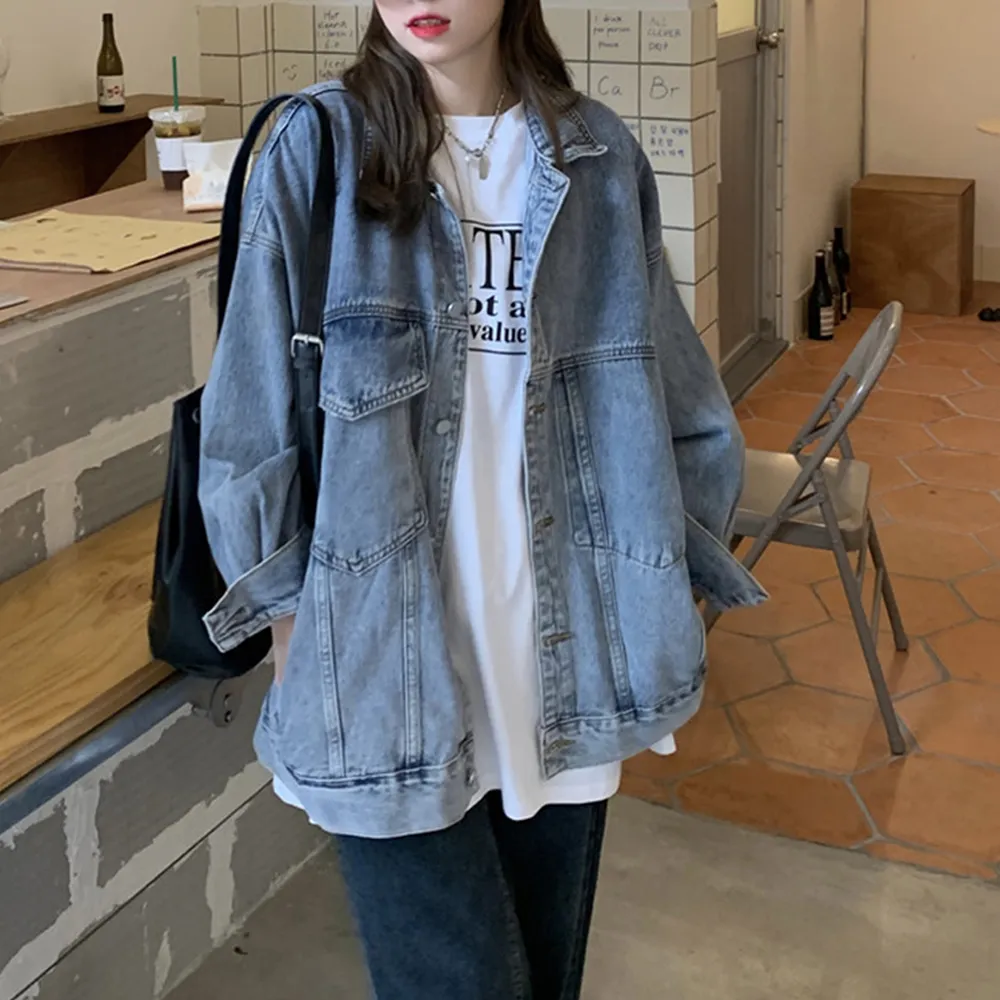 大人カジュアル ヴィンテージ風 ゆったりデニムジャケット レディース 春秋用 体型カバー 着やせ アウター