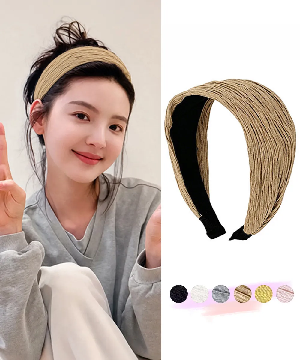 プリーツワイドカチューシャ 幅広ヘアバンド