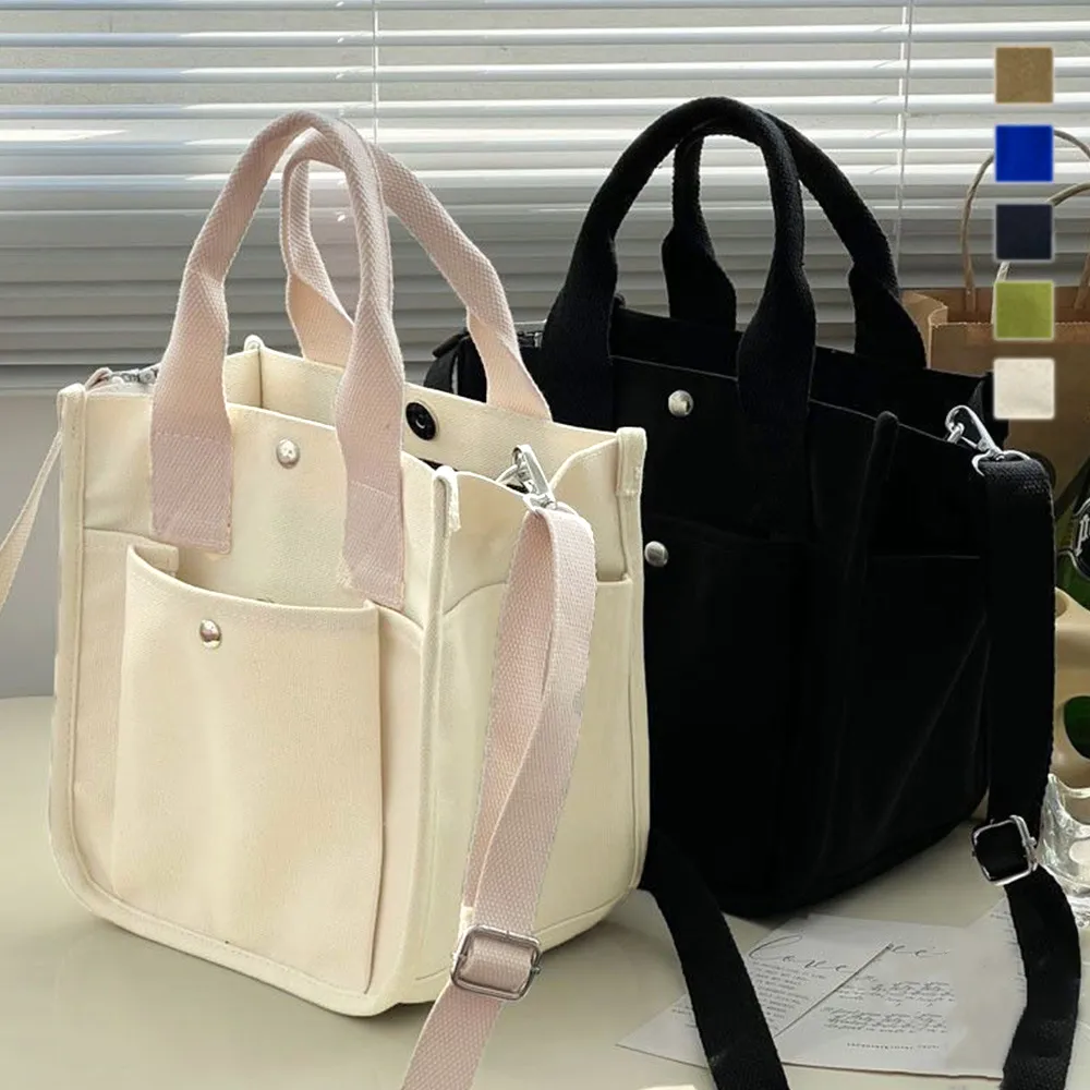 【軽量ミニトートバッグ】サイドポケット付き 2wayショルダーバッグ キャンバス素材 レディースカジュアルバッグ