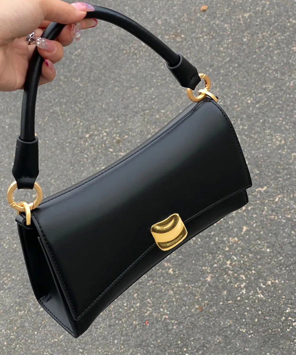 スクエア2WAYハンドバッグ 韓国風 レディース PUレザー デイリー オフィス カジュアル レトロ 上品 合皮 ショルダーバッグ 黒 ワンサイズ