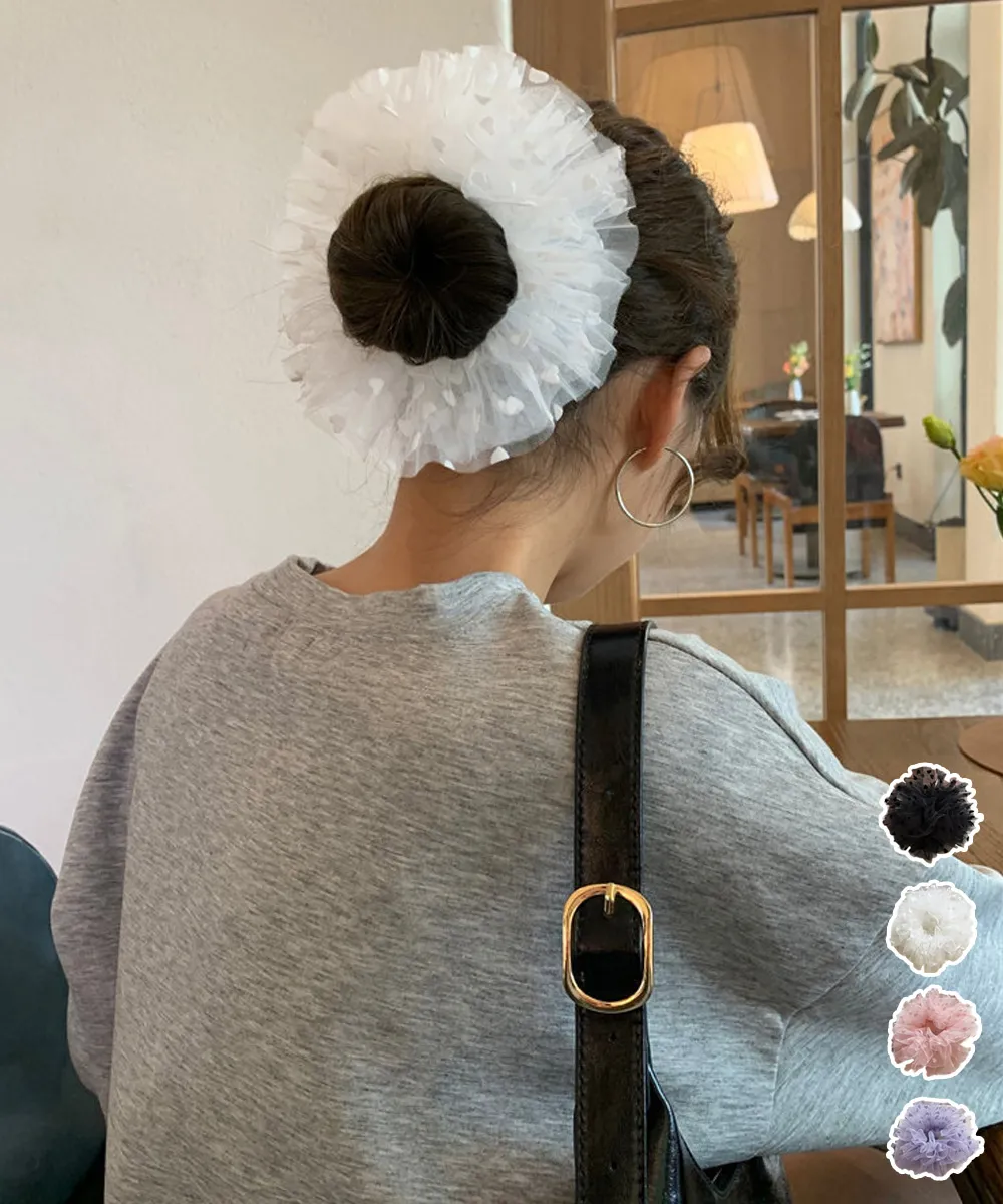 透け感シュシュ 大きめ チュール ヘアゴム