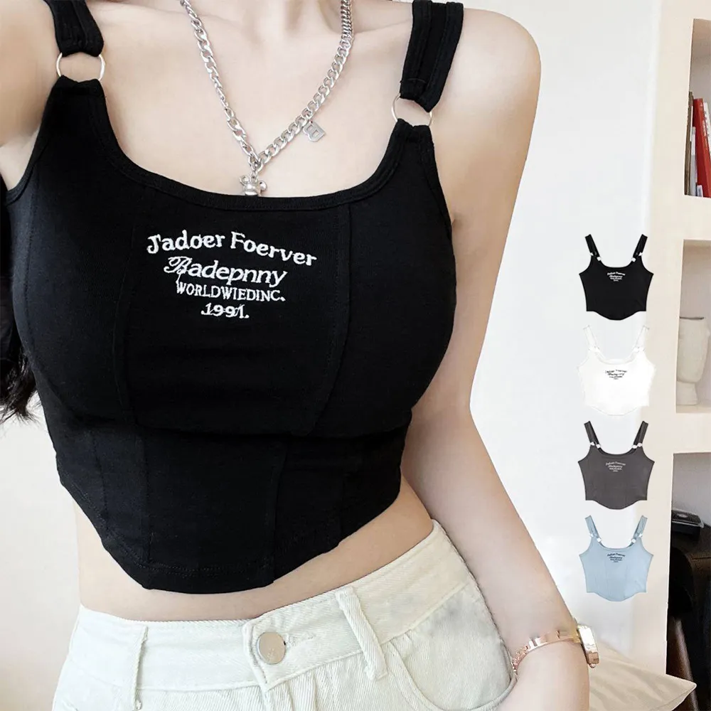 レディースカップ付きタンクトップ ショート丈/へそ出し/ロゴデザイン｜スポーツ・ダンス衣装にも【夏服ブラインナー】伸縮性素材で快適フィット