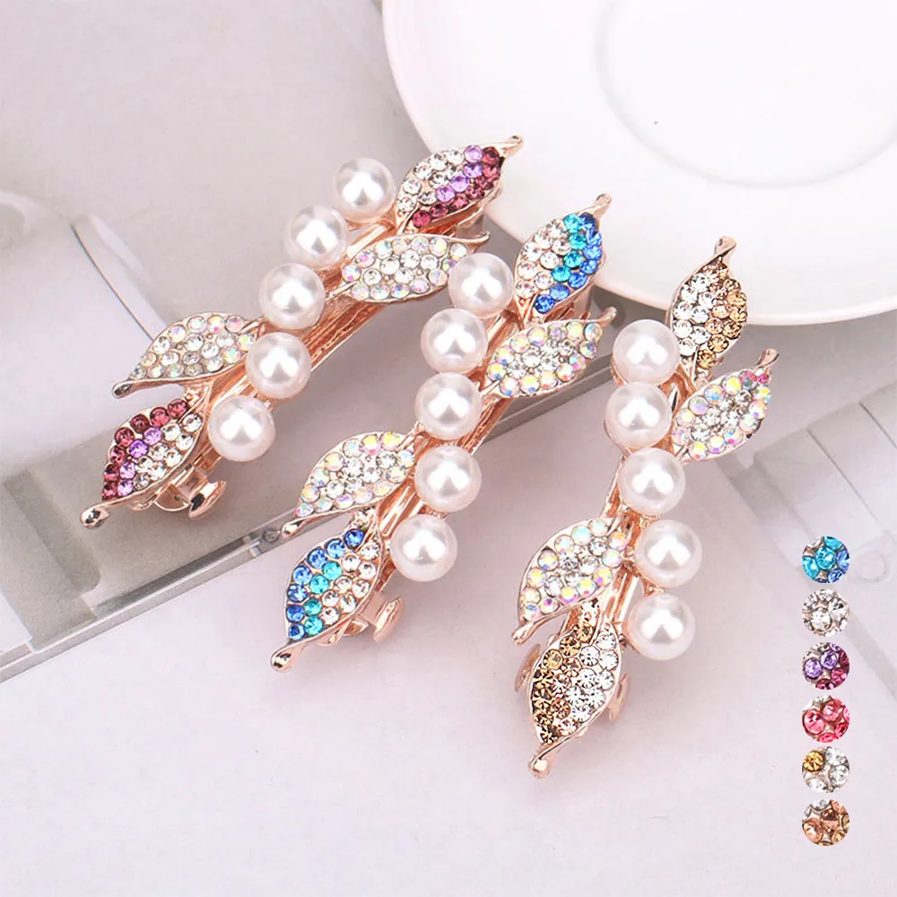 キラキララインストーン&フェイクパールバレッタ｜結婚式・パーティ対応のエレガントヘアクリップ - 大人女子向け華やかヘアアクセ