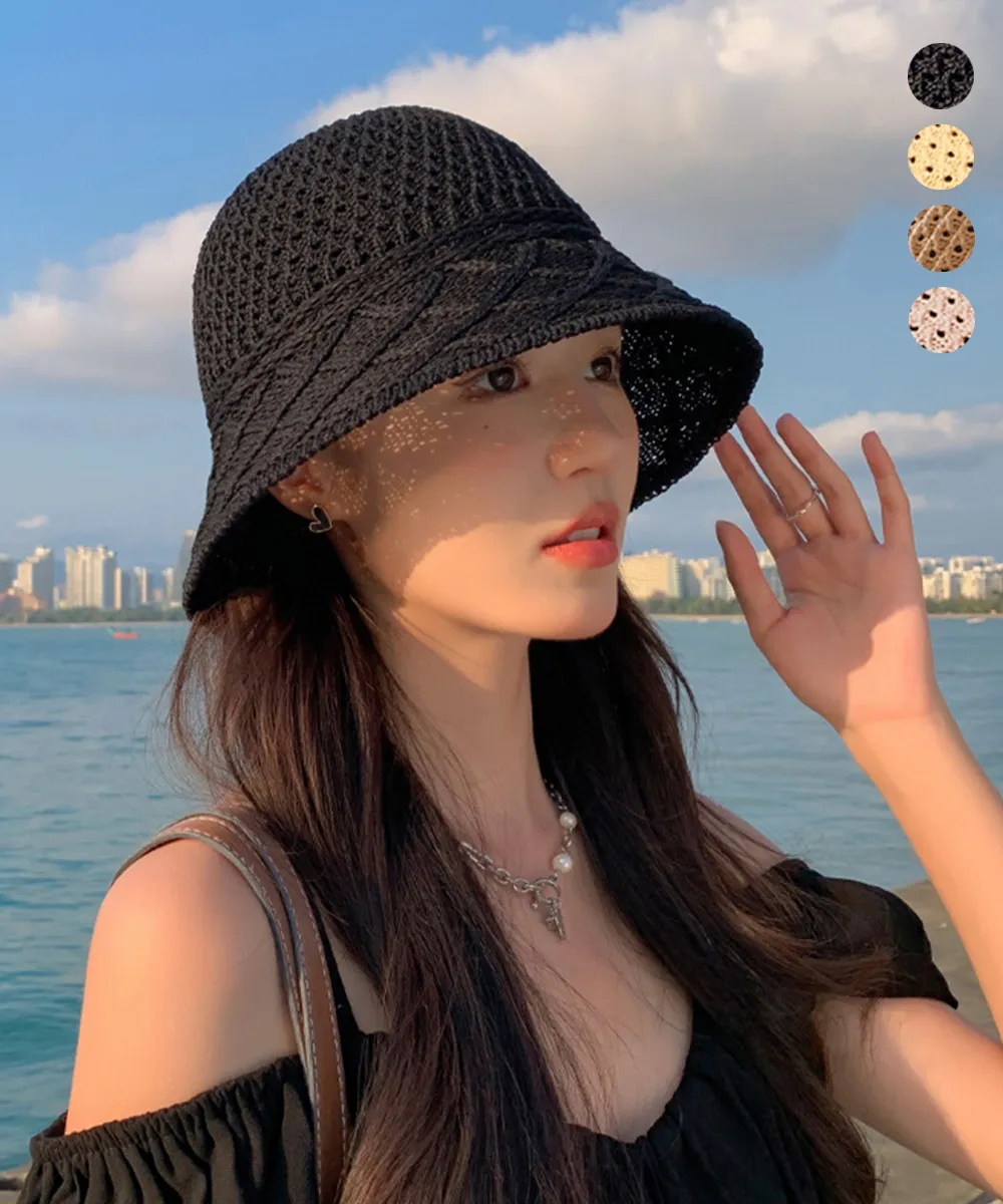 UVカット 蒸れない麦わらバケットハット レディース 夏用軽量通気性帽子旅行・ビーチにも使えるナチュラルデザイン