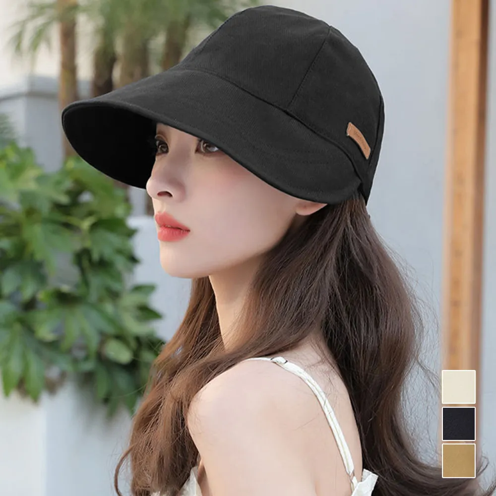 韓国風レディース広つばキャップ UVカット・小顔効果・通気性抜群 折り畳み可能 サイズ調整ドローコード付き