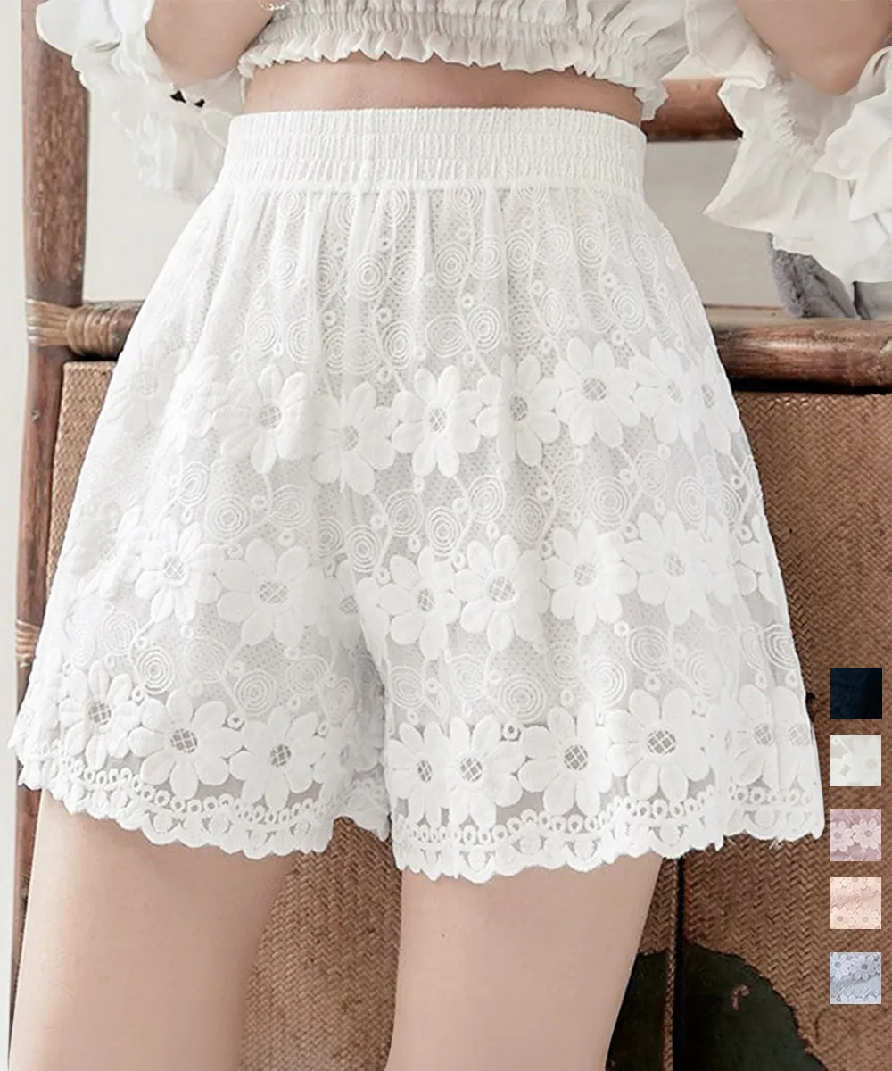 おしゃれなペチパンツ 3分丈ショートパンツ｜透け防止レースインナーで夏快適