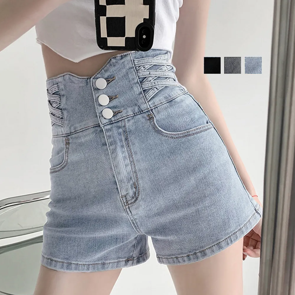 美脚セクシー ハイウエストデニムショートパンツ | 伸縮性あり カジュアル&おしゃれなボトムス 夏向け