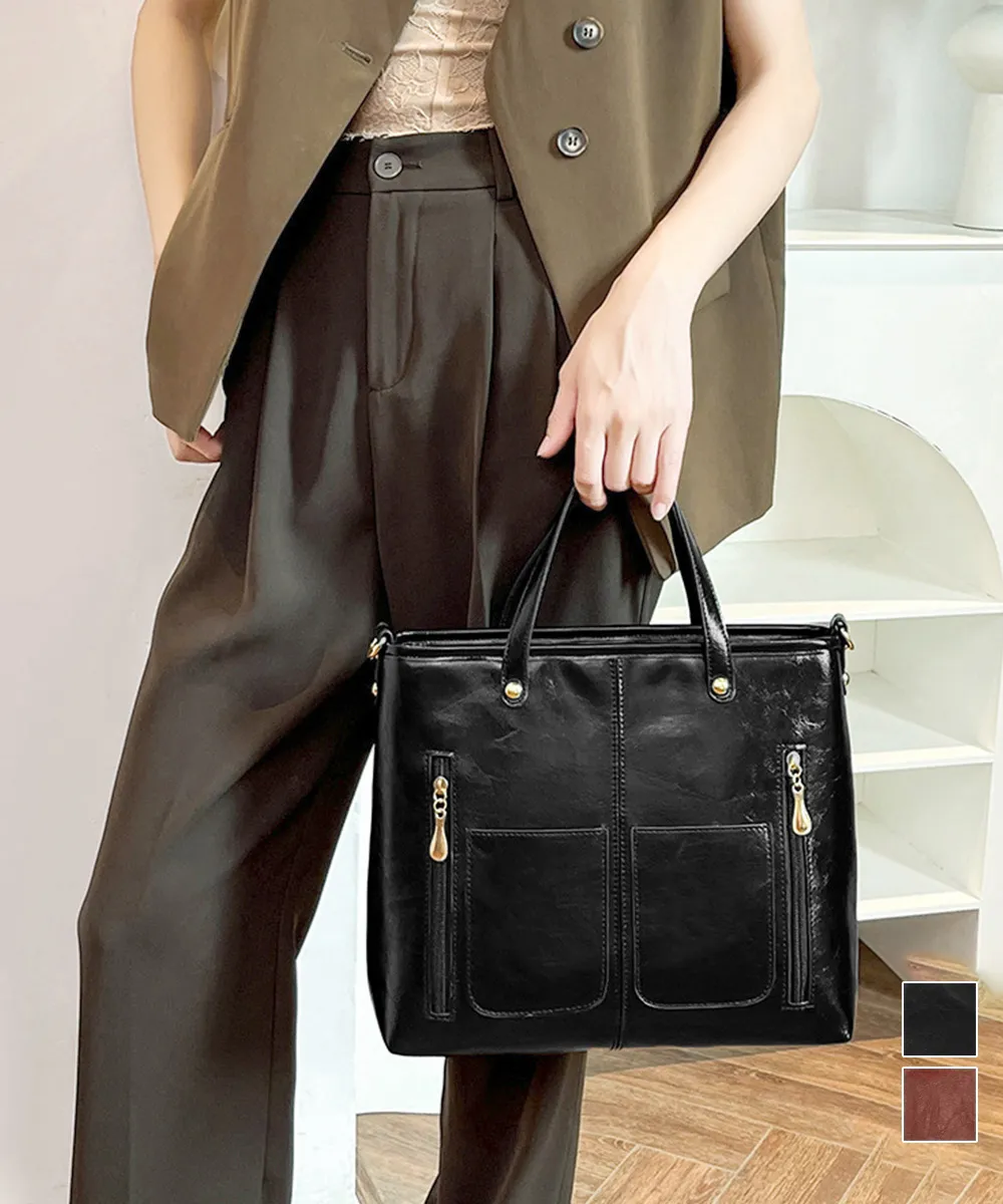 2WAYレザートートバッグ A4大容量
