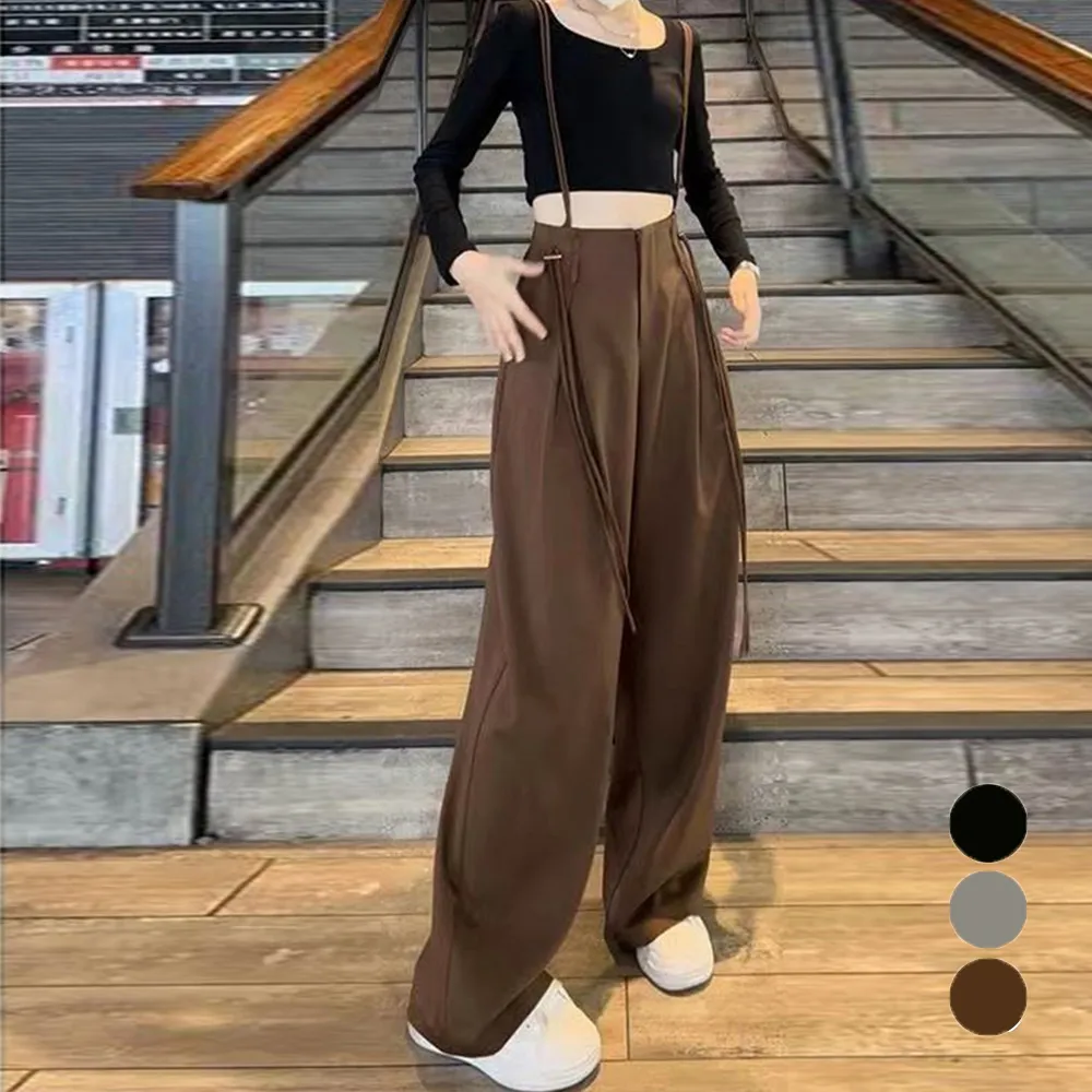 【春夏対応】洗練されたシルエットのサスペンダーワイドパンツ｜スタイル自在な女性用カジュアルボトム
