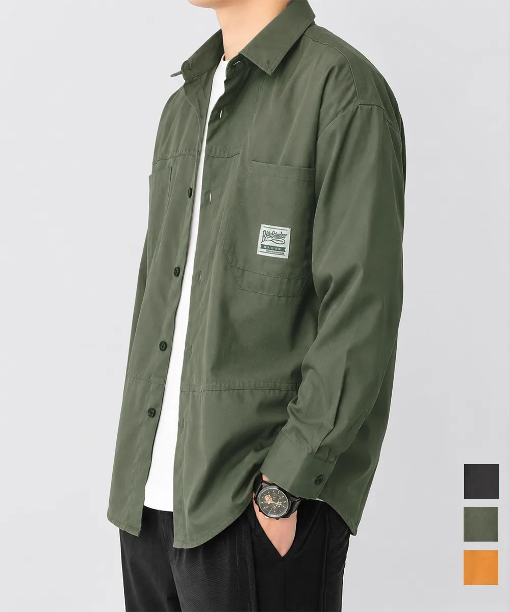 ワンポイントロゴシャツ長袖 メンズ春秋服