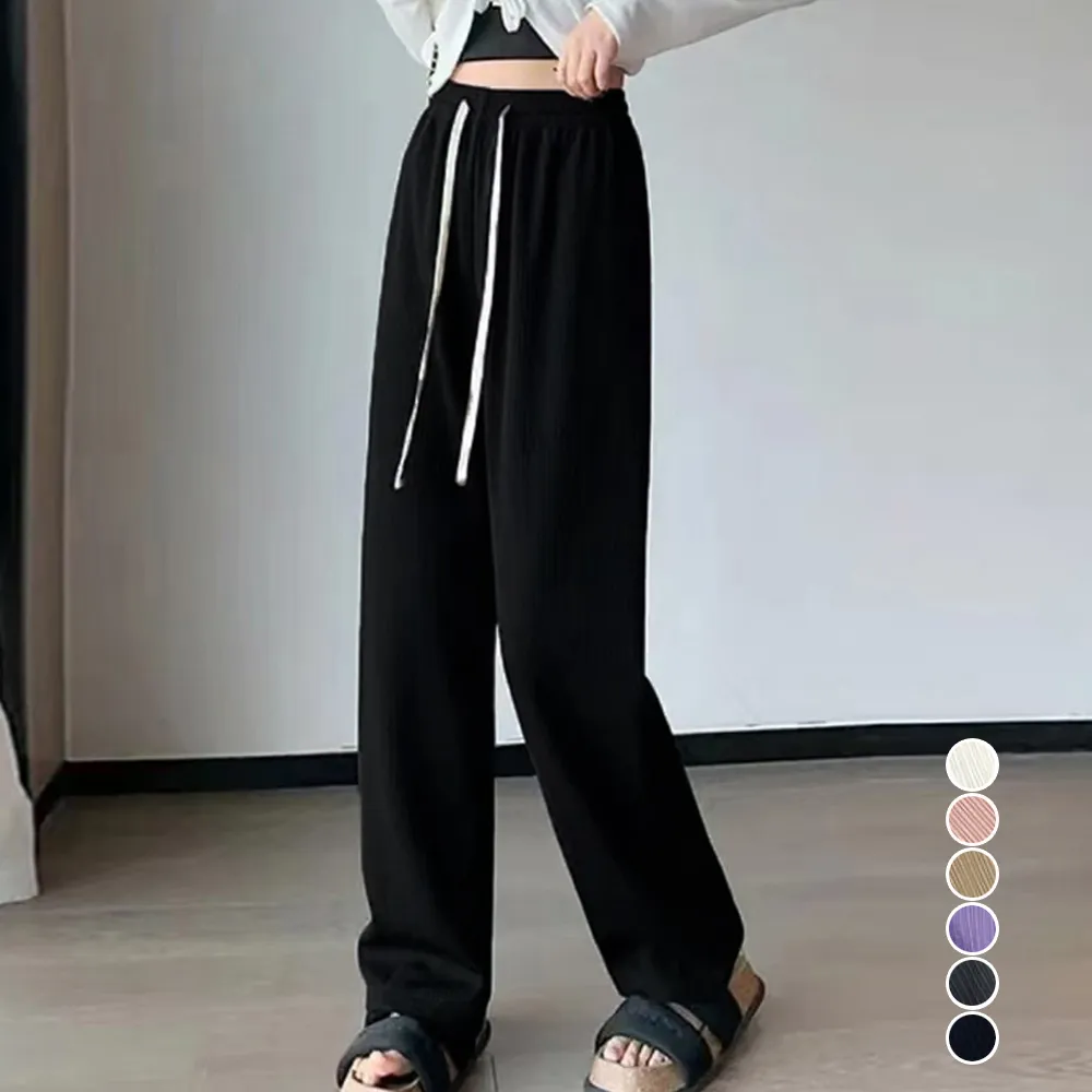 ハイウエストセミワイドパンツ レディースウエストゴムで体型カバー&着やせ効果｜楽ちんリラックスパンツ春夏向け