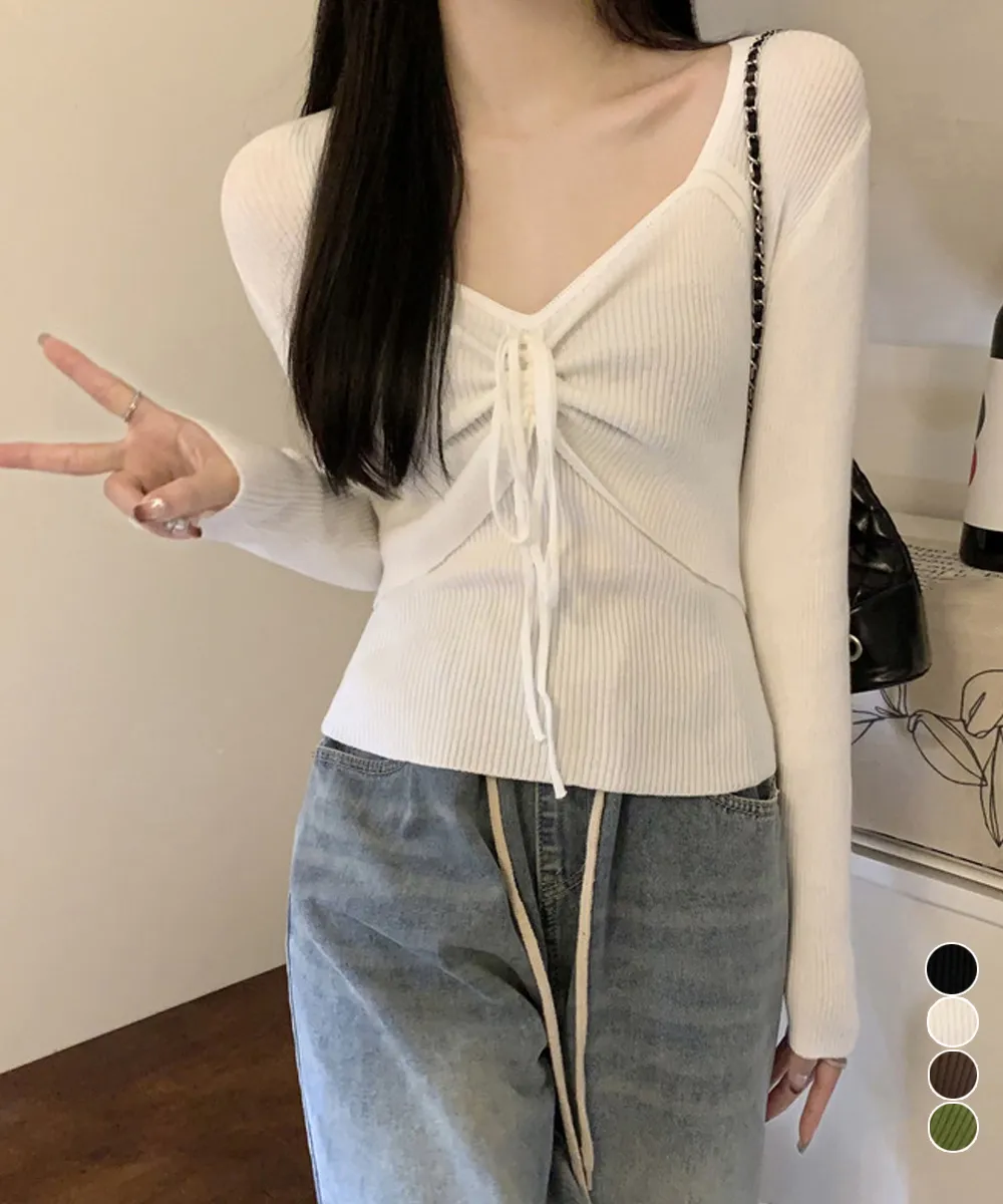 ニットトップス レディース リボン付き - 大人可愛い韓国風ショート丈セーターでカジュアル＆きれいめスタイリング