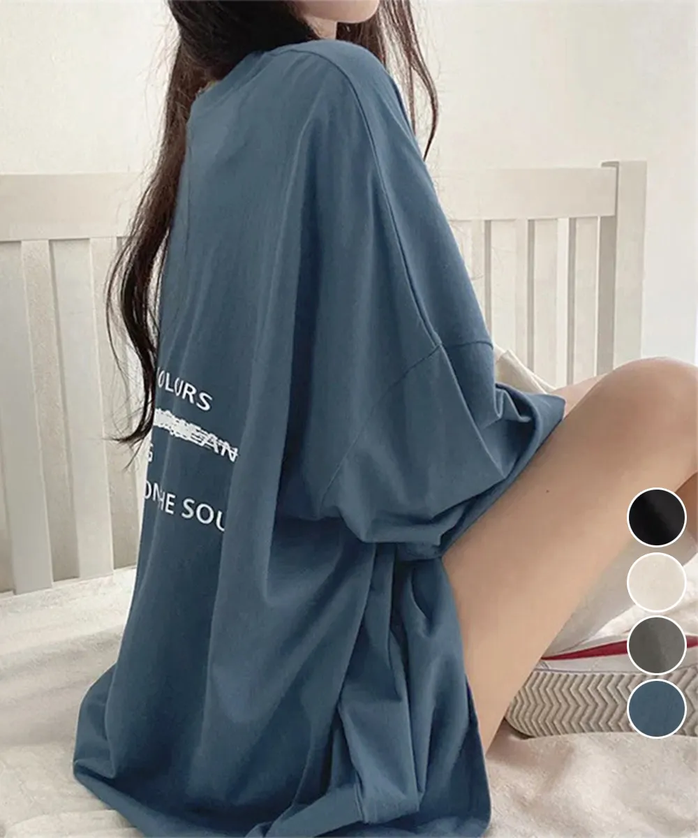 ビッグシルエットロゴTシャツ レディース 英字プリントで着やせ効果 オーバーサイズデザインのカジュアルトップス