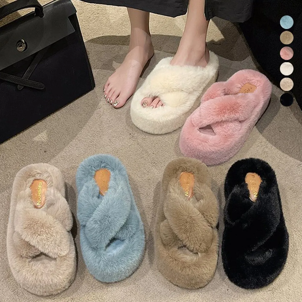 エコファー厚底サンダル レディース 冬用 フラットシューズ 美脚 フカフカ ルームシューズ 22.5cm〜24.5cm