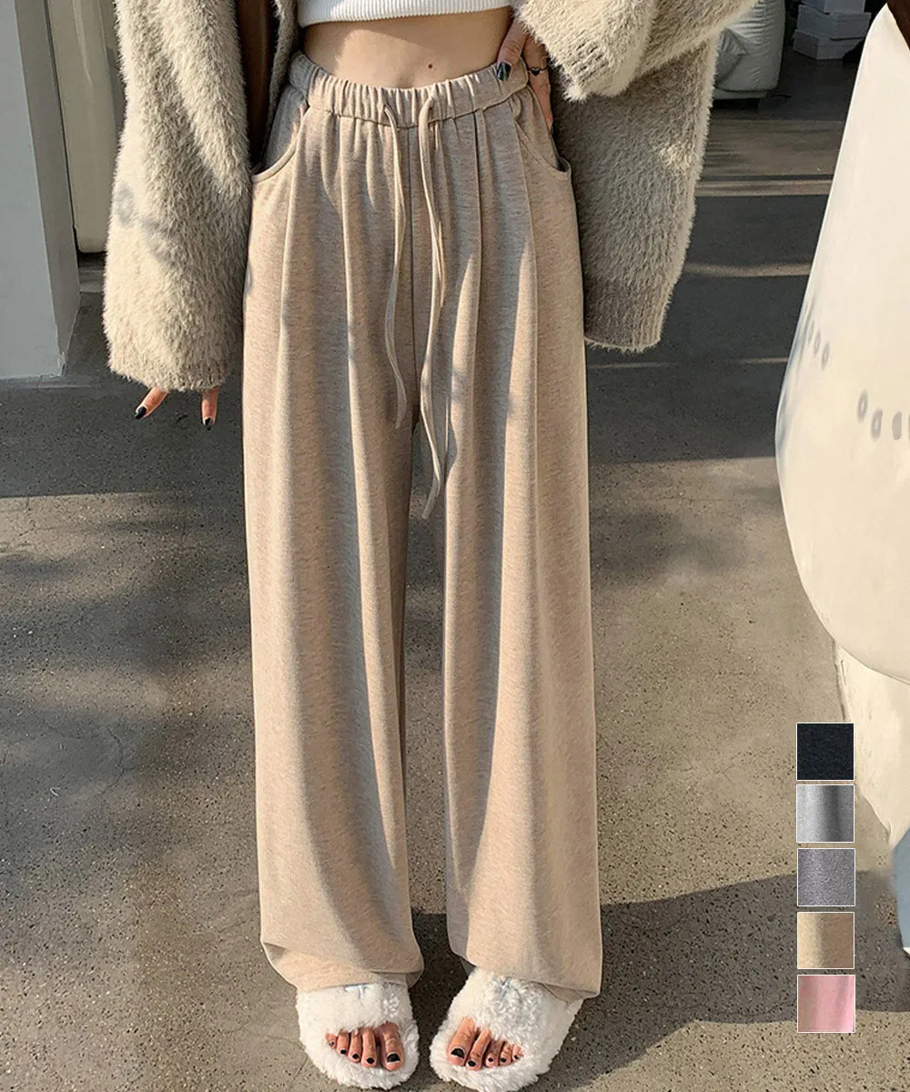 薄手スウェットパンツ 韓国風ワイドパンツ レディース ウエストゴム 着やせ効果 ゆったりヨガ・ダンス・ジム用 楽ちんリラックスボトムス