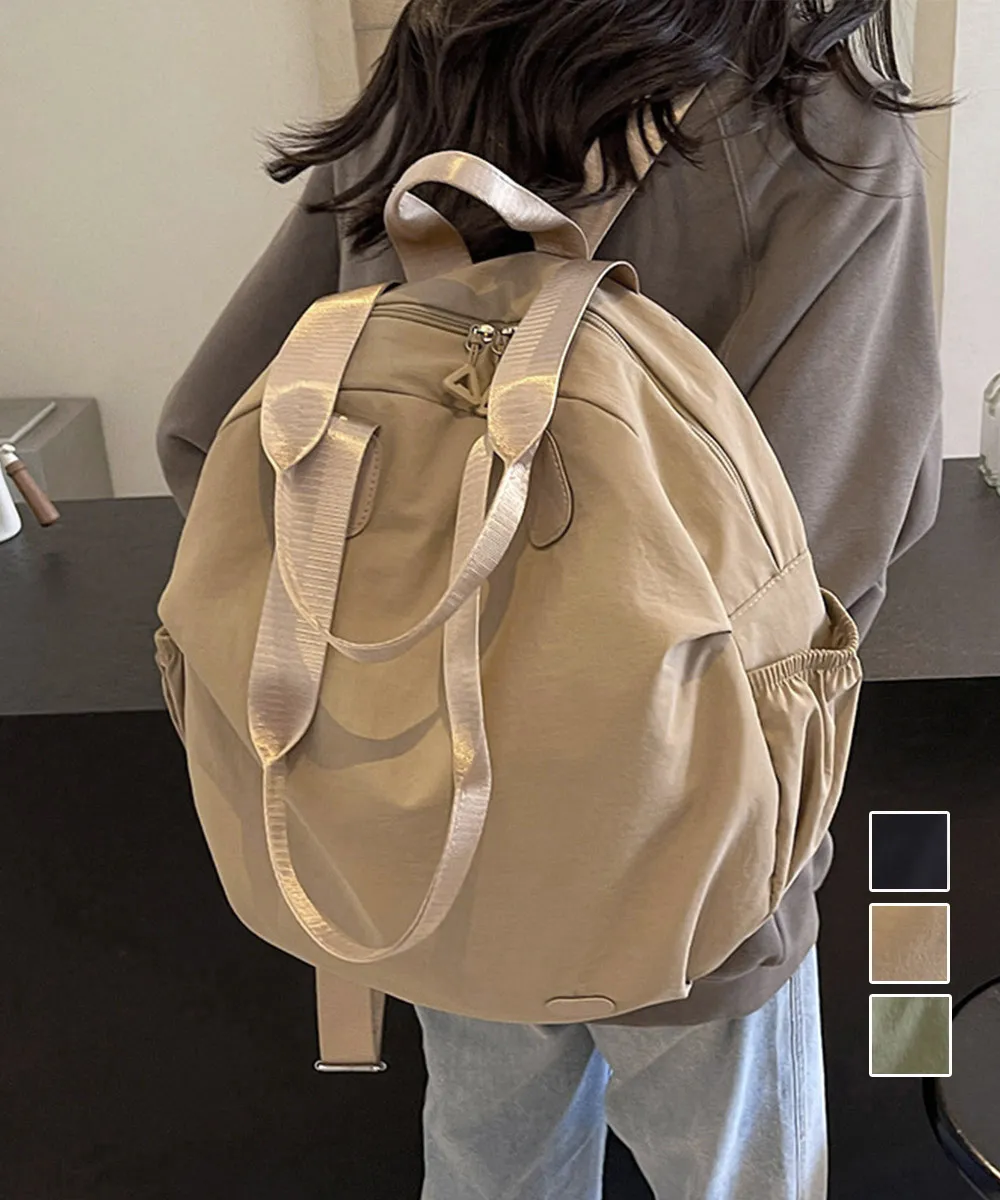 大容量 円型リュックサック 3WAY バッグ A4収納可能 軽量 カジュアル レディース用 黒/ベージュ/カーキ