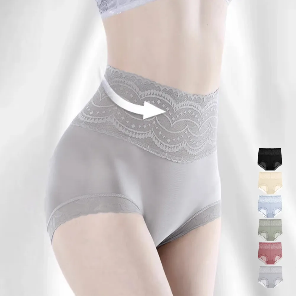 シームレスショーツ お腹すっぽりハイウエスト | 締め付けない美ラインレースと通気性冷感パンティー