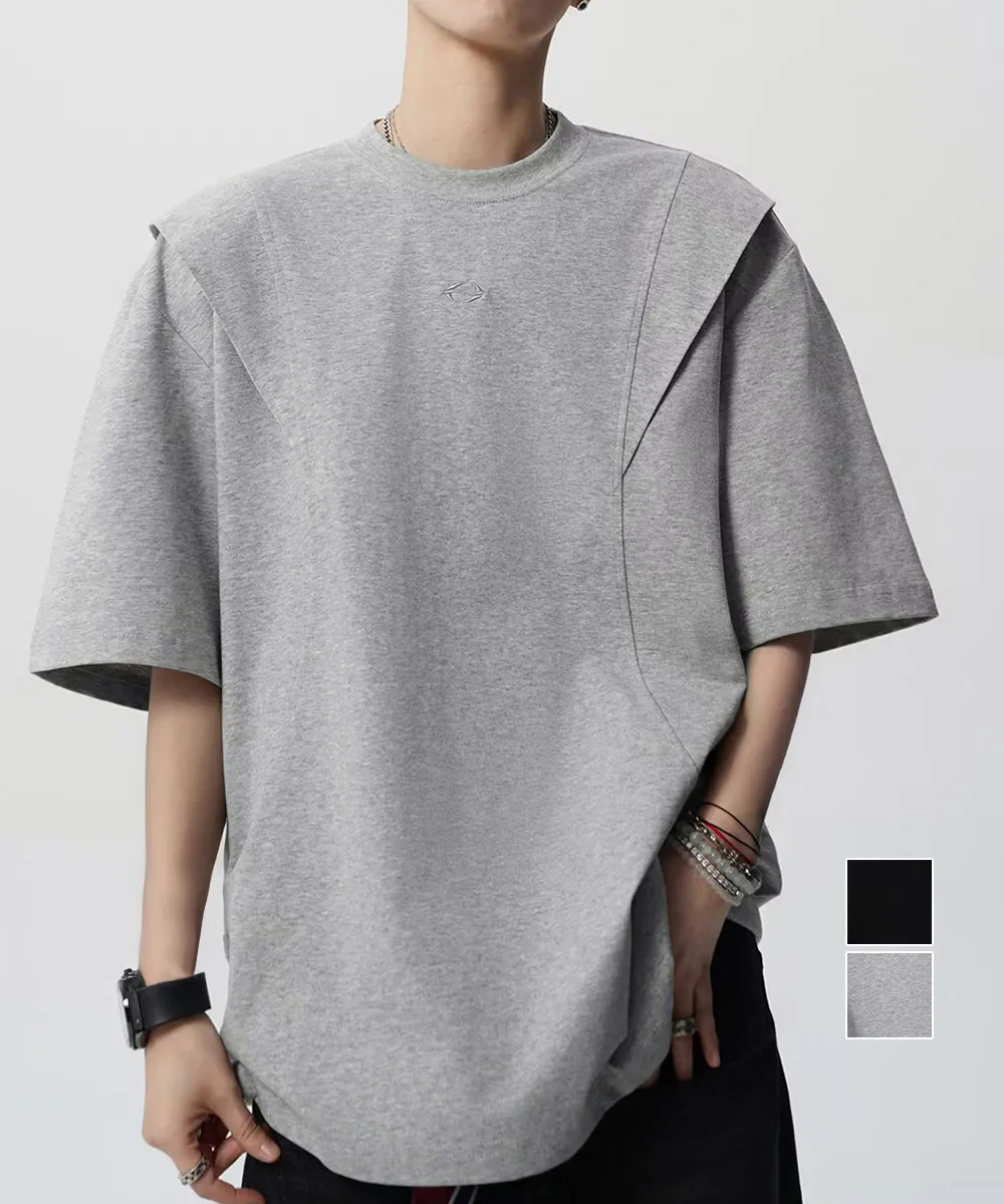 オーバーサイズ半袖Tシャツ メンズ夏服 大人かっこいいシンプルカジュアル ワンポイントデザイン
