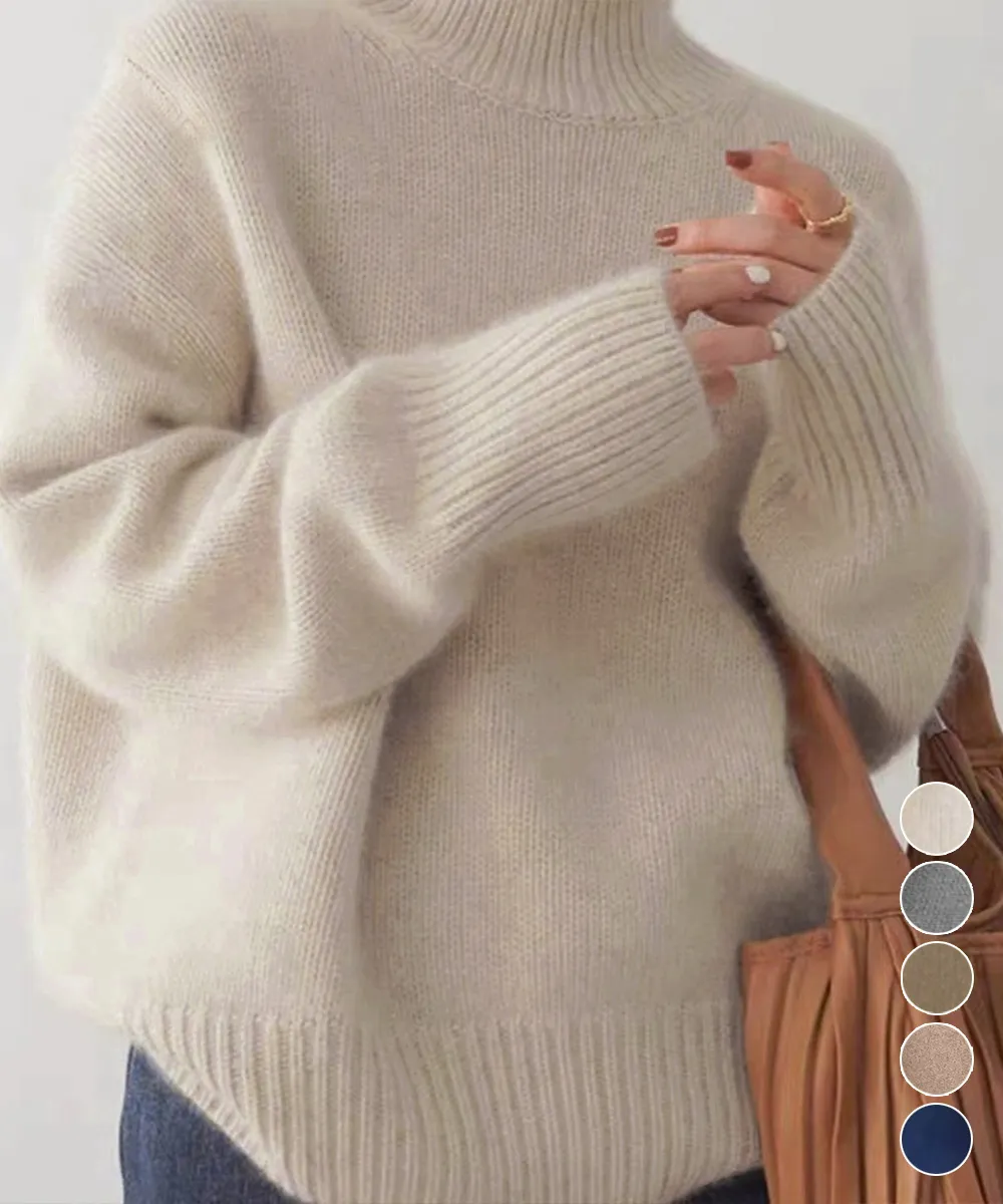 タートルネックニットトップス レディース 韓国風 暖かい オフィスカジュアル 秋冬服 シンプルお洒落体型カバートップ