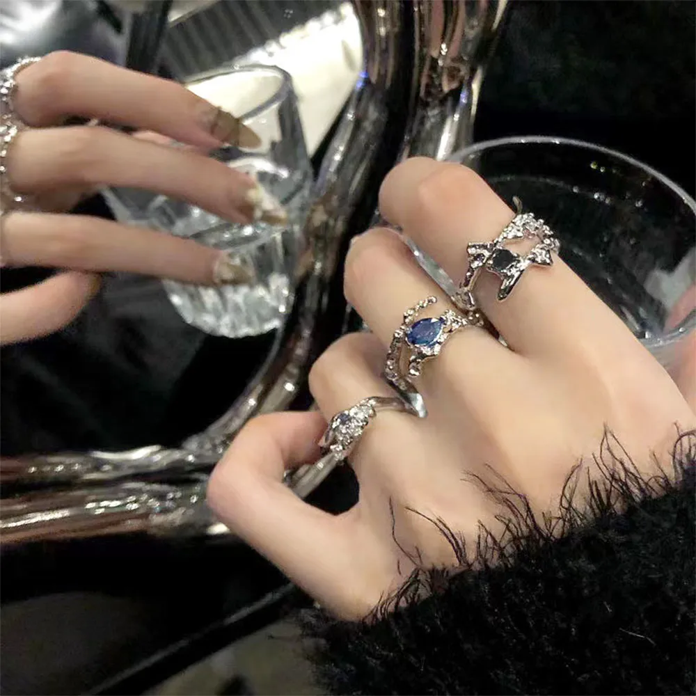 【3点セット】シルバーマルチリング 原宿風指輪 レイヤードOK プチプラおしゃれアクセサリー