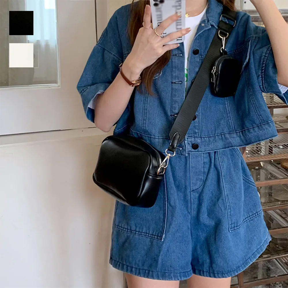 レディース PUレザー 韓国風 ミニバッグ 斜め掛け 可愛い ユニセックス オフィスカジュアル 男女兼用肩掛けバッグ 黒/アイボリー
