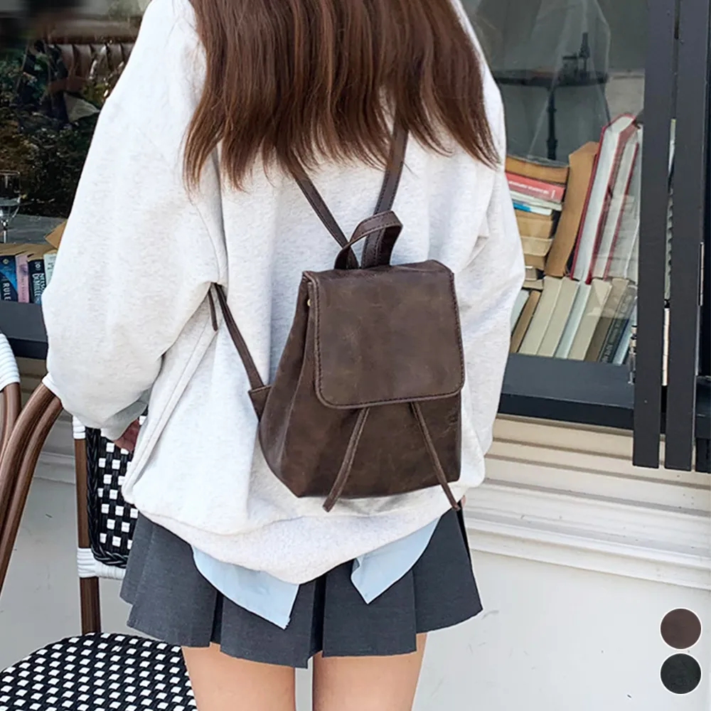 軽量ミニリュックレディース｜韓国風スクエアバッグ 収納力抜群 ビンテージPUレザー 通勤通学に最適