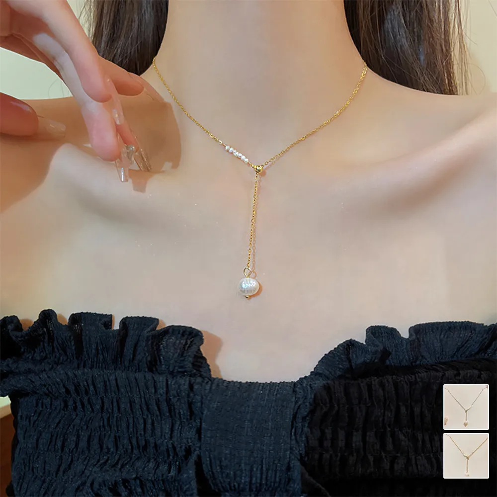 上品フェイクパールネックレス 韓国風華奢ペンダント | 大人可愛いアクセサリー パーティ結婚式プレゼント