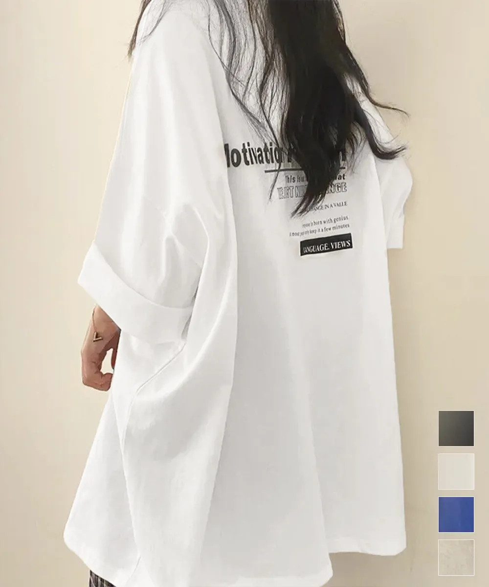  オーバーサイズ 英文字ロゴ 半袖Tシャツ