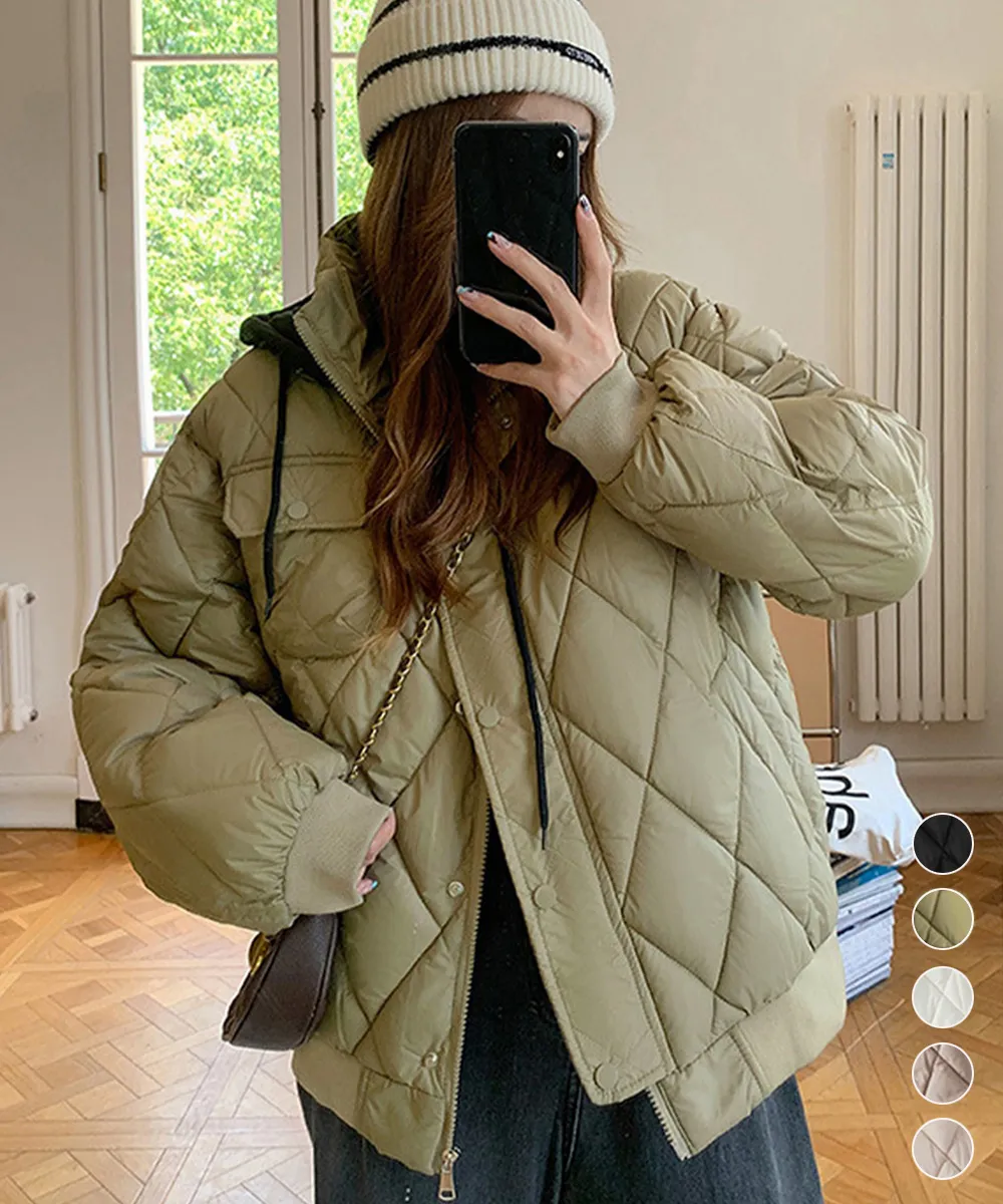 【2WAYフード付き】中綿ジャケット キルティングブルゾン レディース 防寒 冬物 アウター エコダウン 韓国風 暖かい おしゃれ