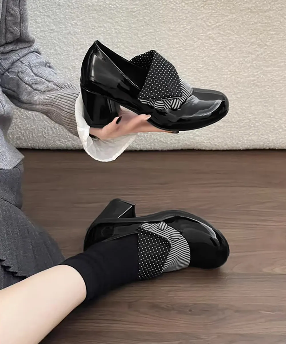レトロドットローファーバレエコアパンプス