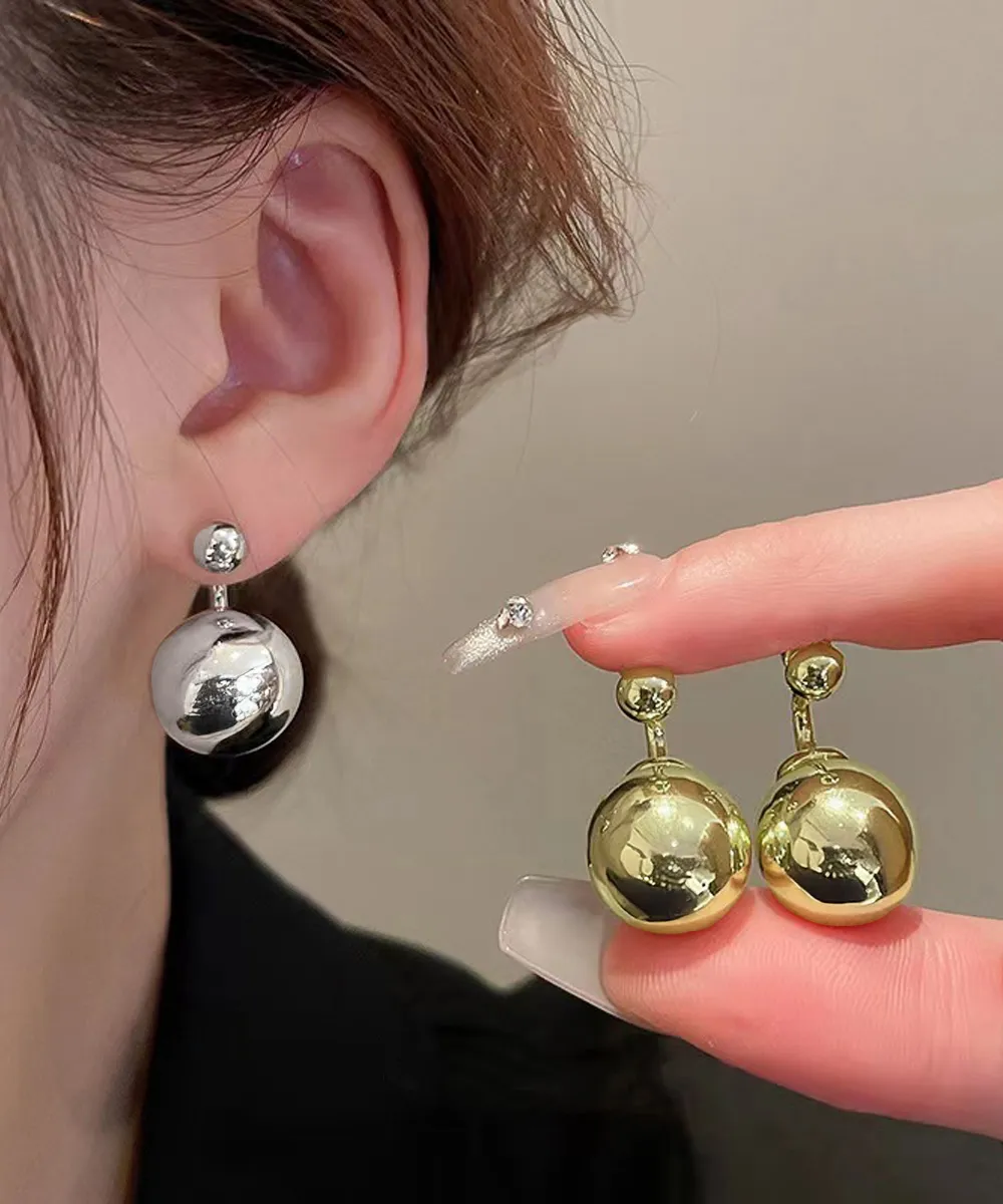 【大人可愛い】メタルボールピアス シンプルきれいめ一粒 上品丸玉スタッドピアス 韓国風レディースオフィスカジュアル