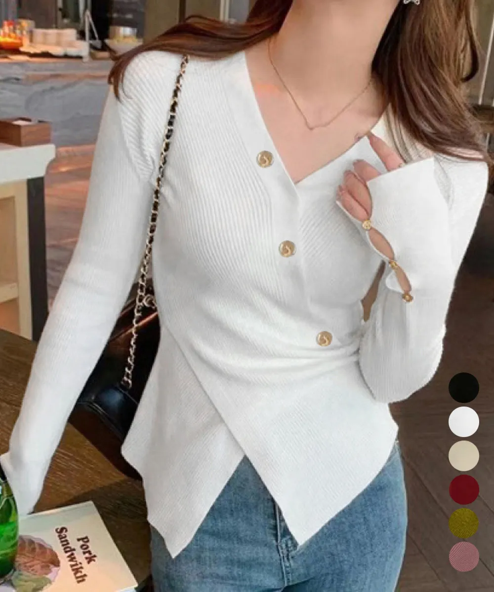  カシュクールニットトップス韓国風セーター