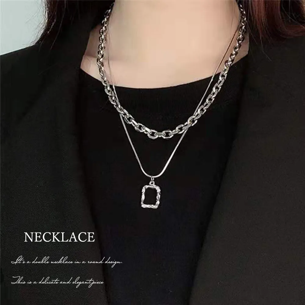 シンプルで大人可愛い2連チョーカーネックレス シルバーチェーン アクセサリー レディース プレゼント ギフト | 首飾り レイヤード可能 誕生日 おしゃれ