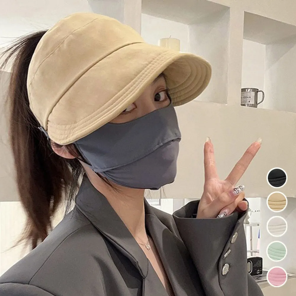 UVケアキャップ マスク掛け付き 折り畳み可能 小顔効果 カーブデザイン 日焼け防止帽子 レディース 夏のレジャーハット