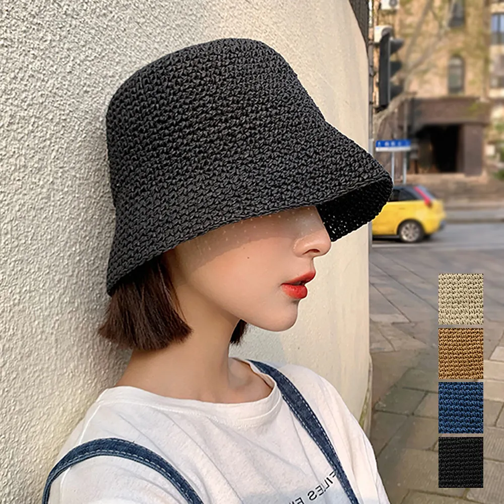 春夏UV対策 レディースバケットハット ペーパー×コットン素材 折りたたみ可能 4色展開