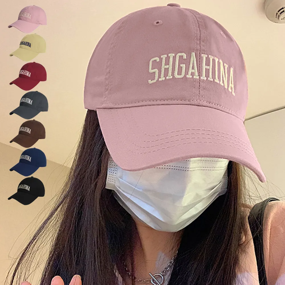 UVカット 英字ロゴ刺繍入り深め広つばキャップ レディース・メンズ兼用 海やアウトドアにおすすめ ブラック/ダークグレー/ネイビー/ブラウン/ベージュ/ピンク/ワインレッド