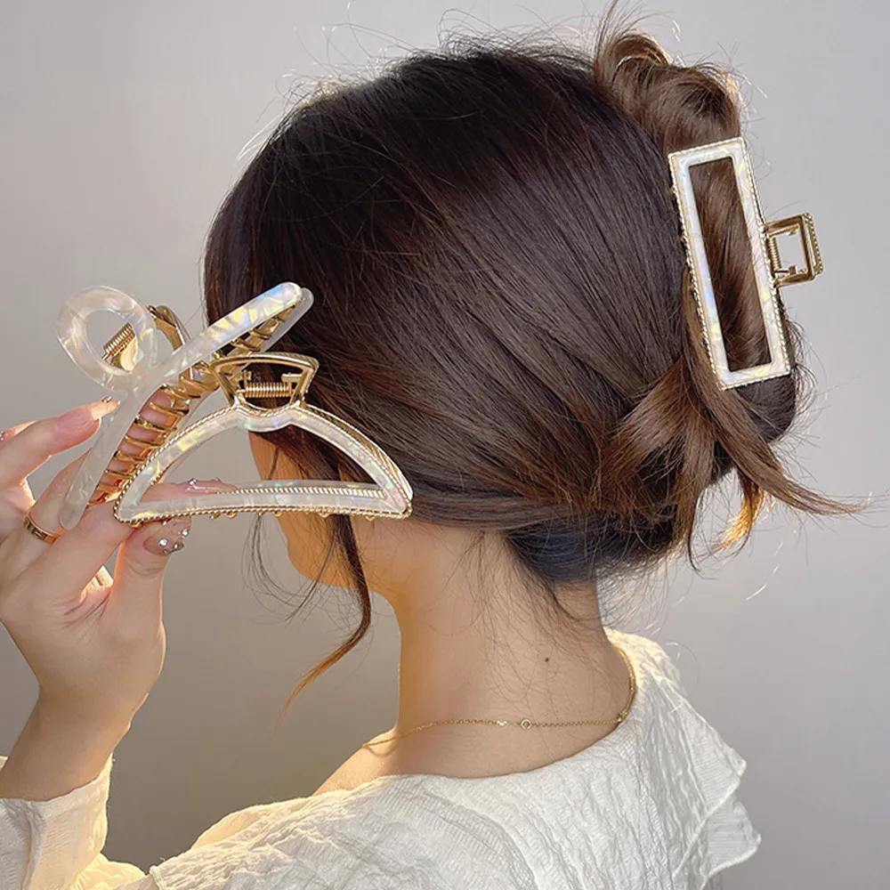 オーロラ石風 バンスクリップ レディース 髪飾り 簡単髪留め エレガント 可愛い 大人向け ヘアアレンジ 誕生日プレゼント 演奏会用