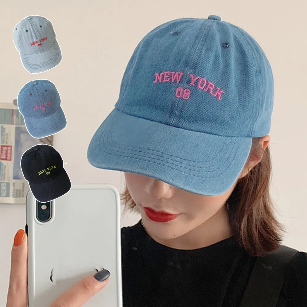 英字ロゴ刺繍入りデニムキャップ UVカット 日焼け防止 カジュアル レディース メンズ兼用 頭囲調整可能 オルチャンコーデにもおすすめ