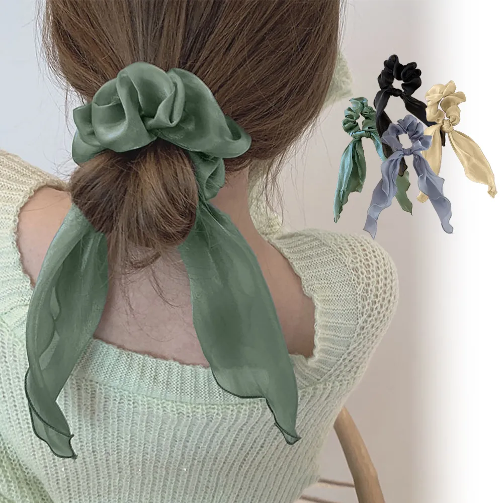 シュシュ 透け感サテンヘアゴム 韓国風オルチャンヘアアクセ オシャレで簡単アレンジ可能!大人可愛い髪留め雑貨｜結婚式・卒業式にも