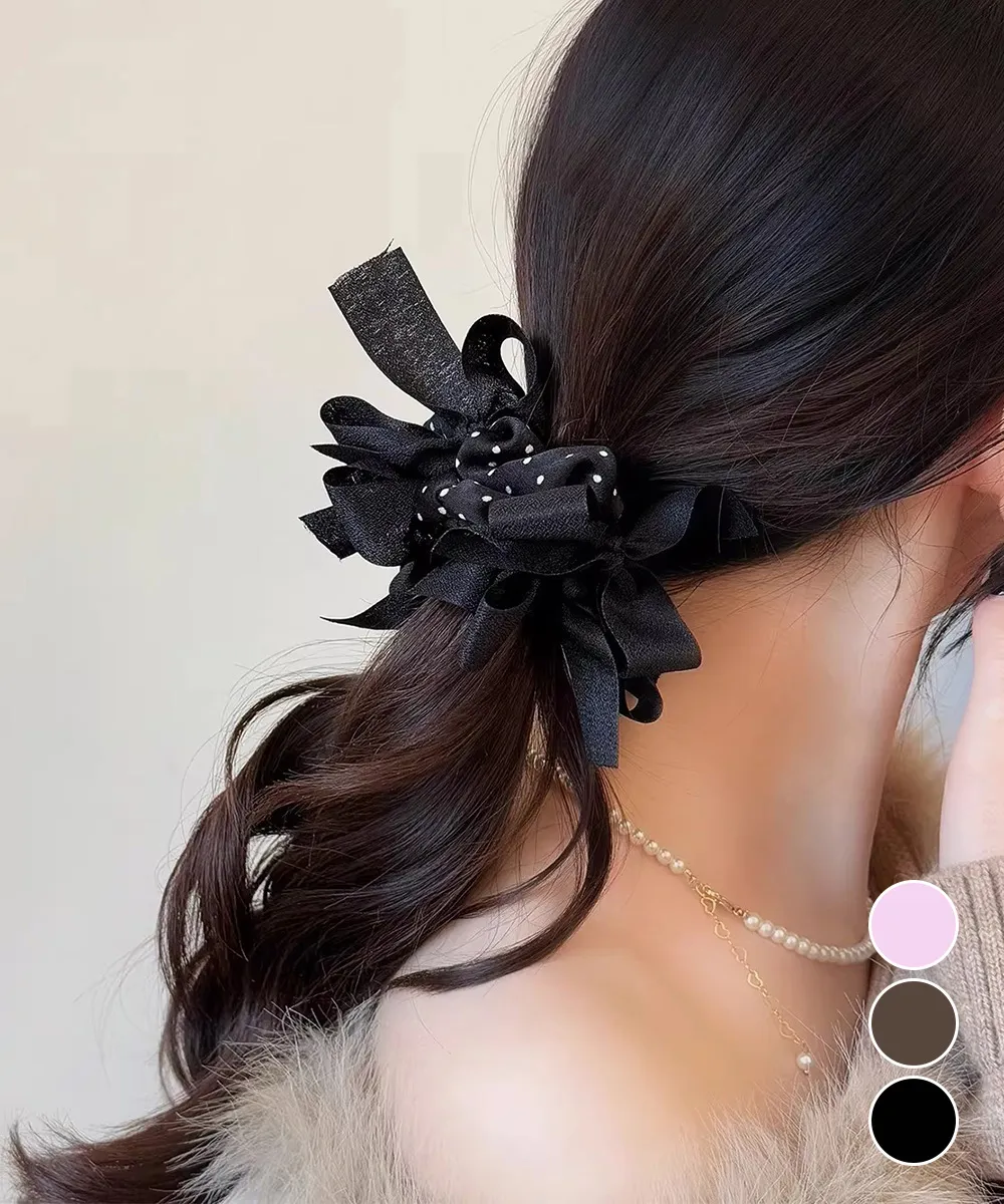 蝶結びシュシュ 韓国風ヘアアクセサリー