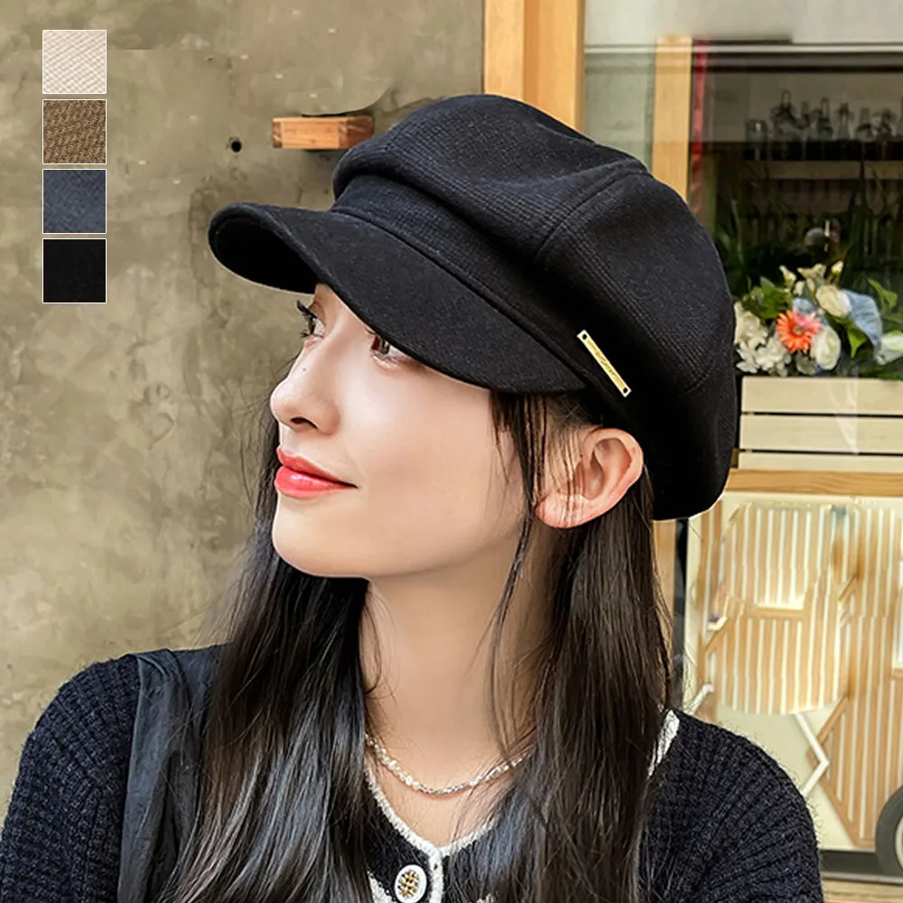 韓国風キャスケット帽子レディース 小顔効果 つば広 レトロトレンド 軽量おしゃれキャップ ブラック/ベージュ/ダークグレー/ブラウン 頭囲調節可能