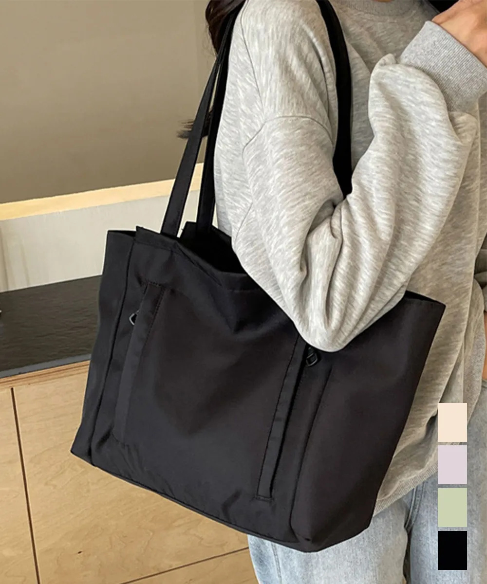 大容量トートバッグ レディース 無地 ナイロン A4対応 通勤通学用 シンプルカジュアル マザーズバッグ