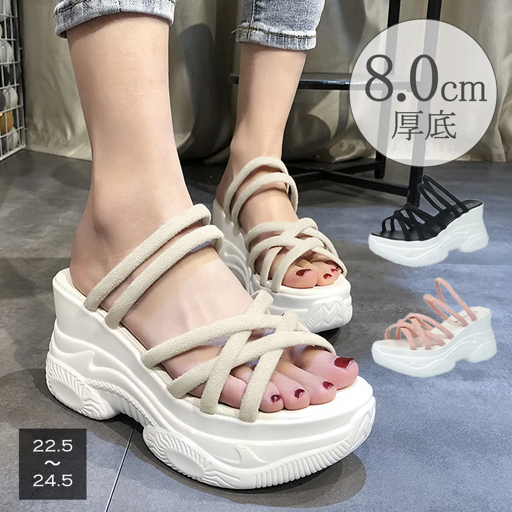 韓国風厚底サンダル レディース 夏用 ボリュームソールで美脚効果！痛くない履き心地のカジュアルサンダル