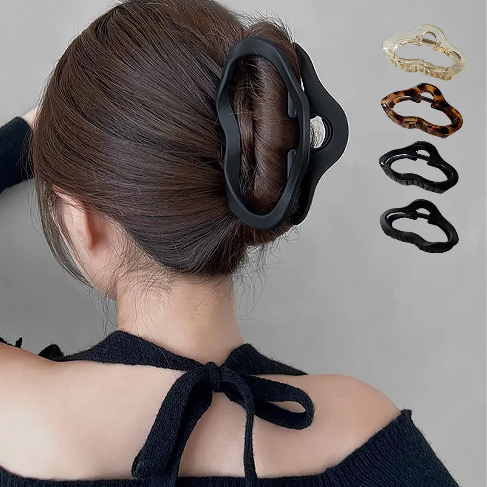美しい曲線デザインの樹脂ヘアクリップ | レディースまとめ髪に最適なオルチャン風ヘアアクセ